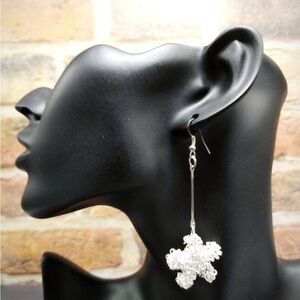 Elegant Silver Snowflake Drop Earrings